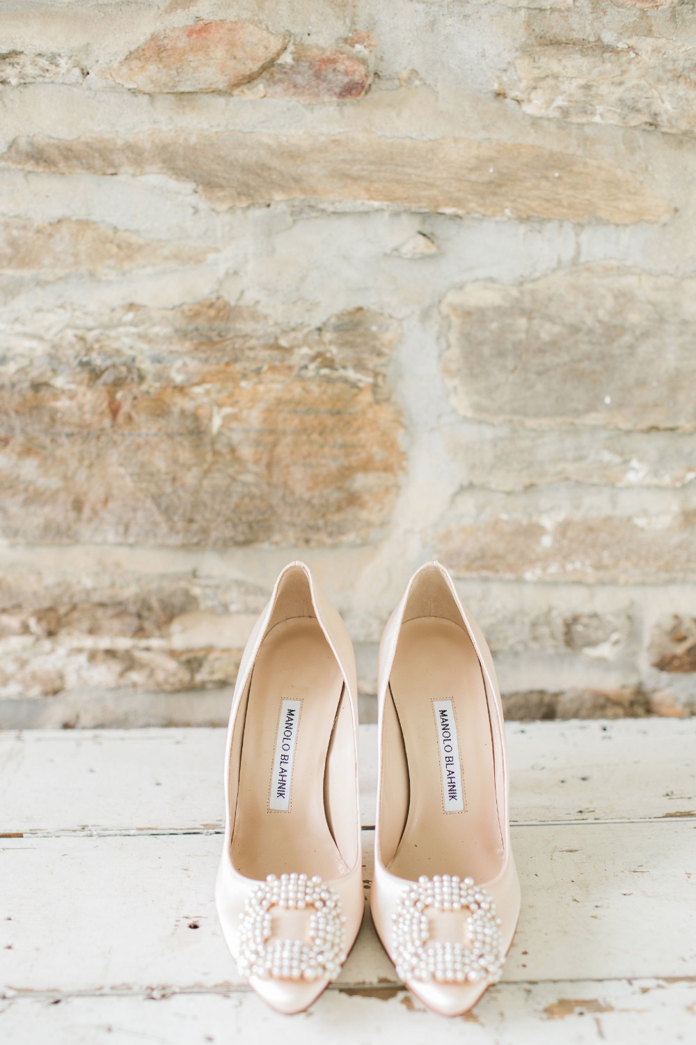 Wedding heels with pearl details