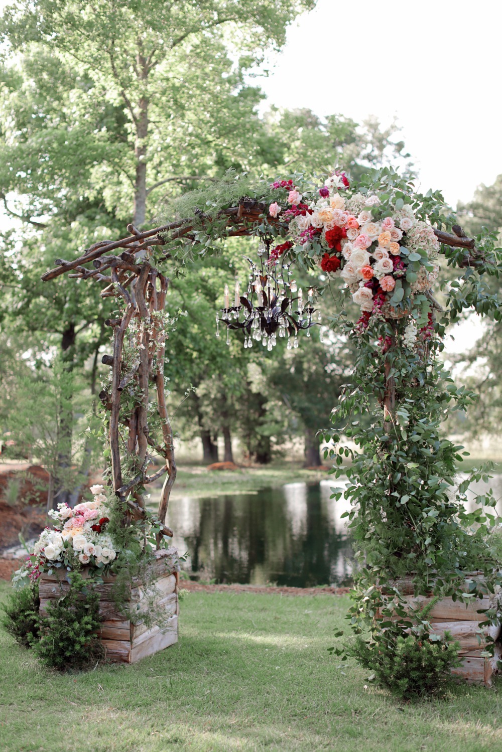 Giant floral arbor with chandelier