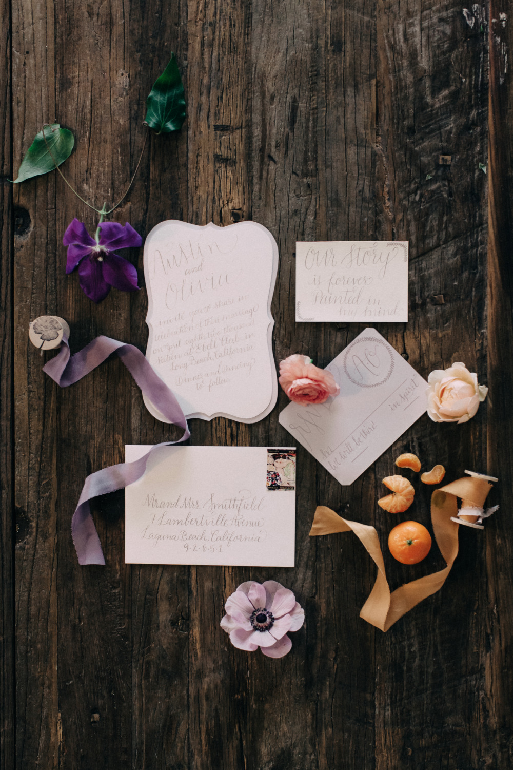 soft purple romantic wedding stationery suite