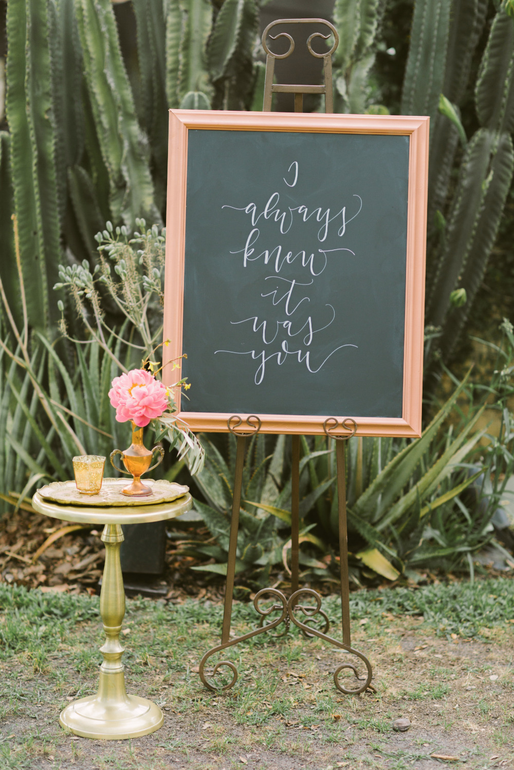 Chalkboard sign for wedding reads I always knew it was you