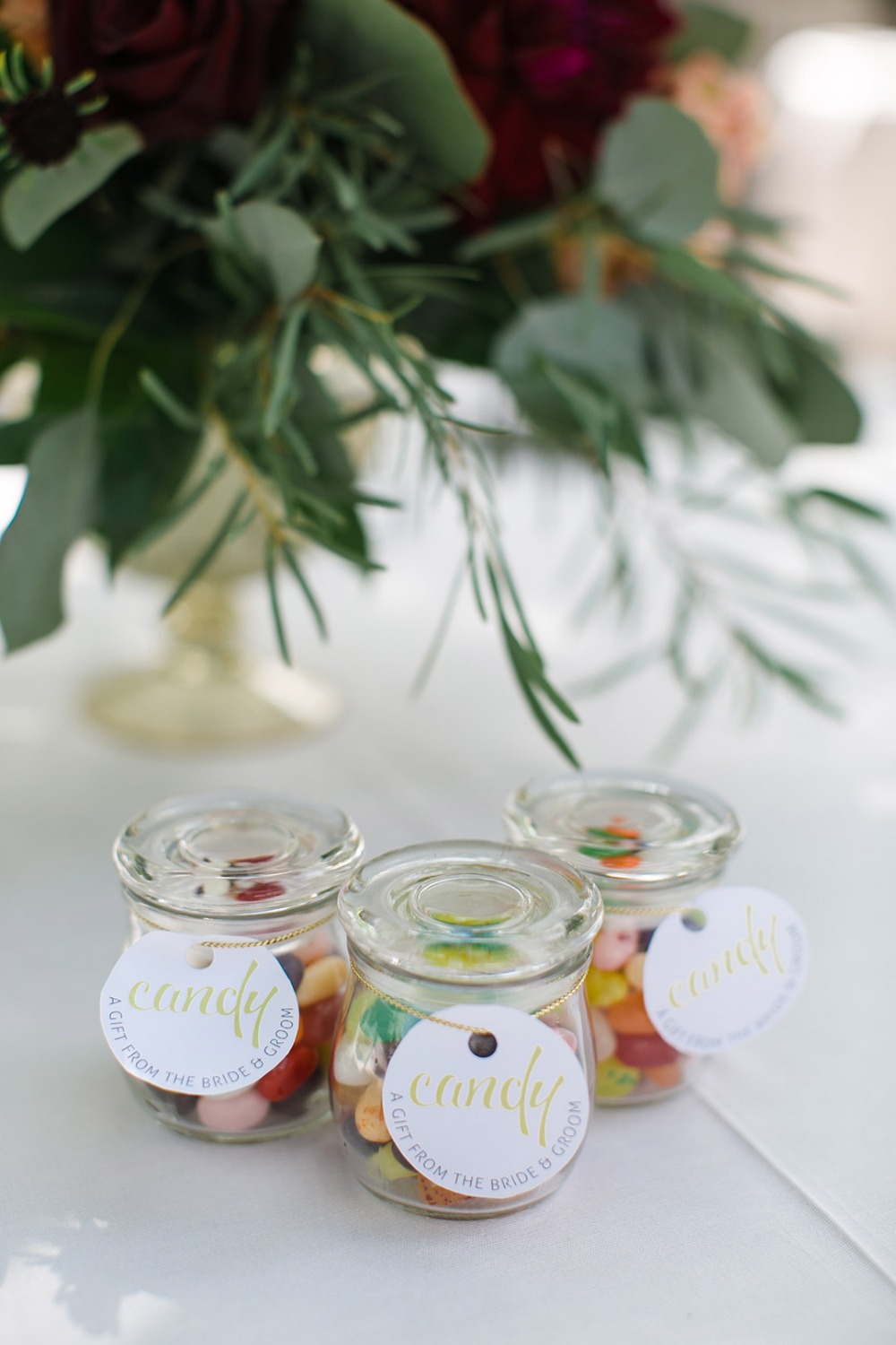 Jars of candy wedding favors