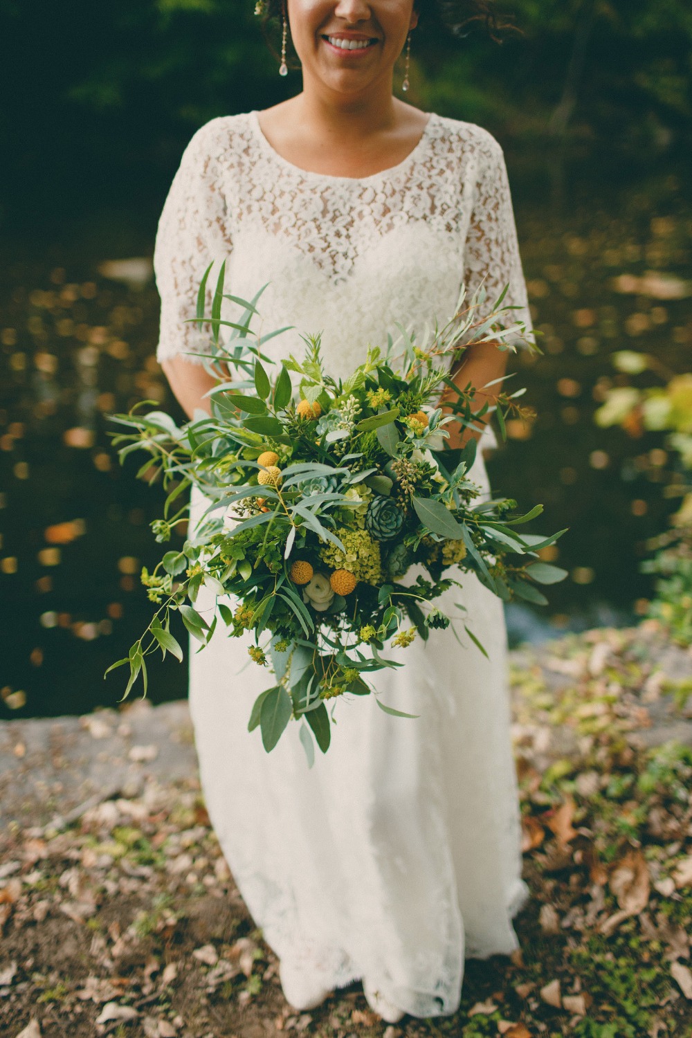 loose style bouquet in green and yellow