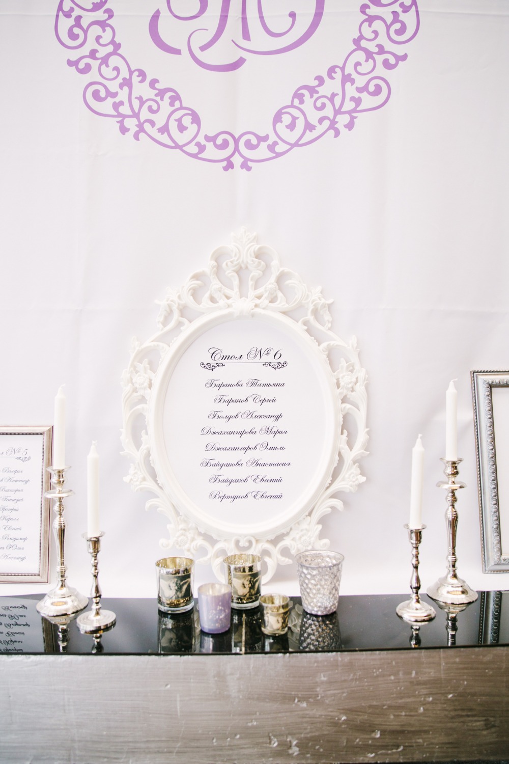 Seating chart with vintage frames