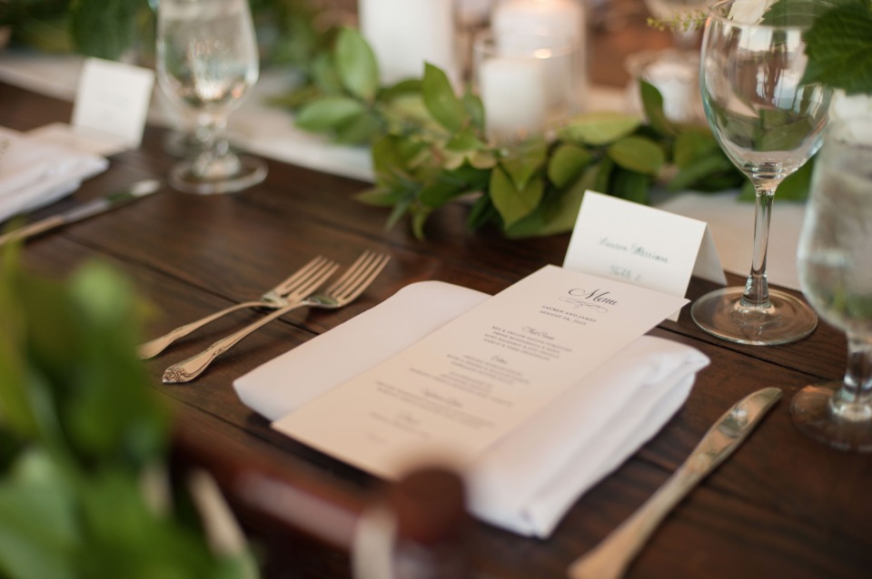 wedding menu in simple black and white