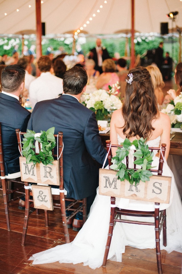 mr and mrs wedding seat signs