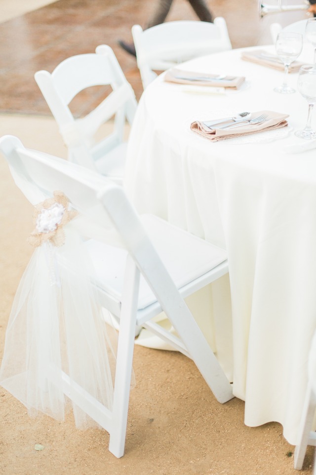 tulle and burlap seat decor