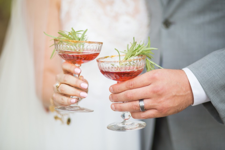 rosemary garnished wedding cocktail