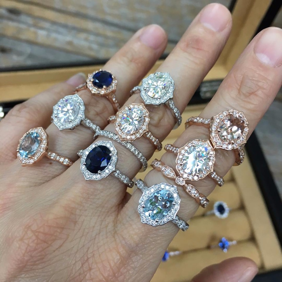 Collection of beautiful gemstone engagement rings