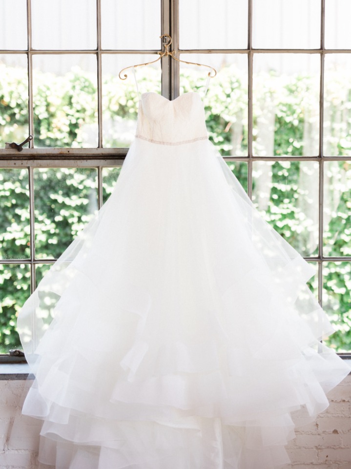 strapless Hayley Paige wedding gown