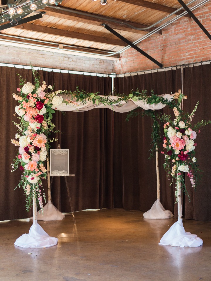 flower accented wedding chuppah for jewish ceremony