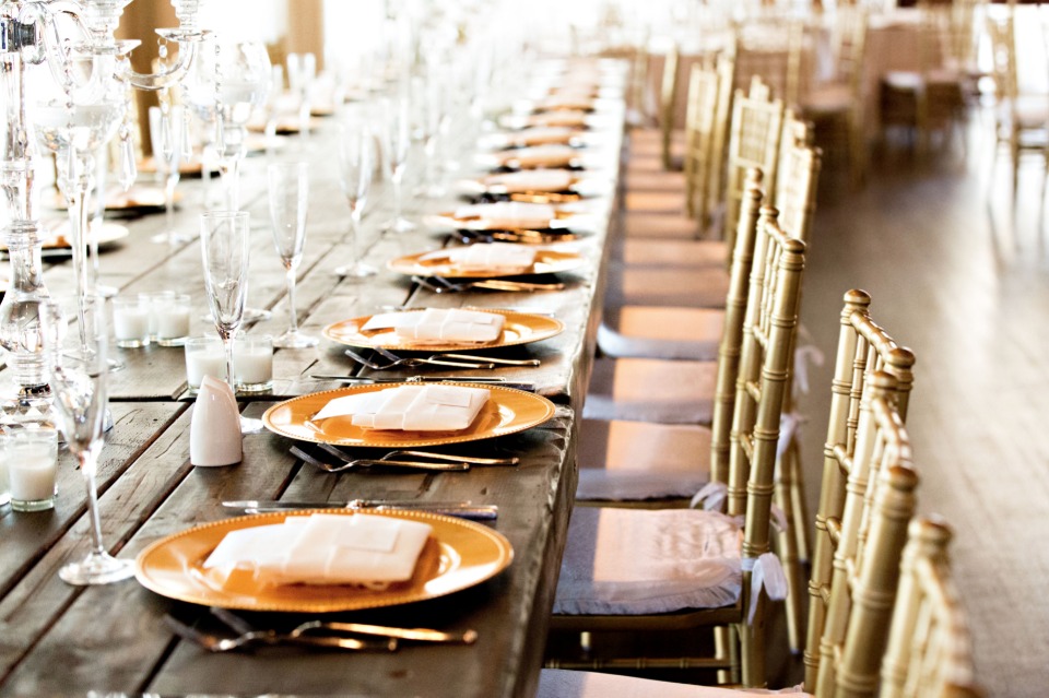 family style gold glam table decor