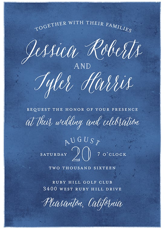 Lapis Blue Wedding Invite from Minted