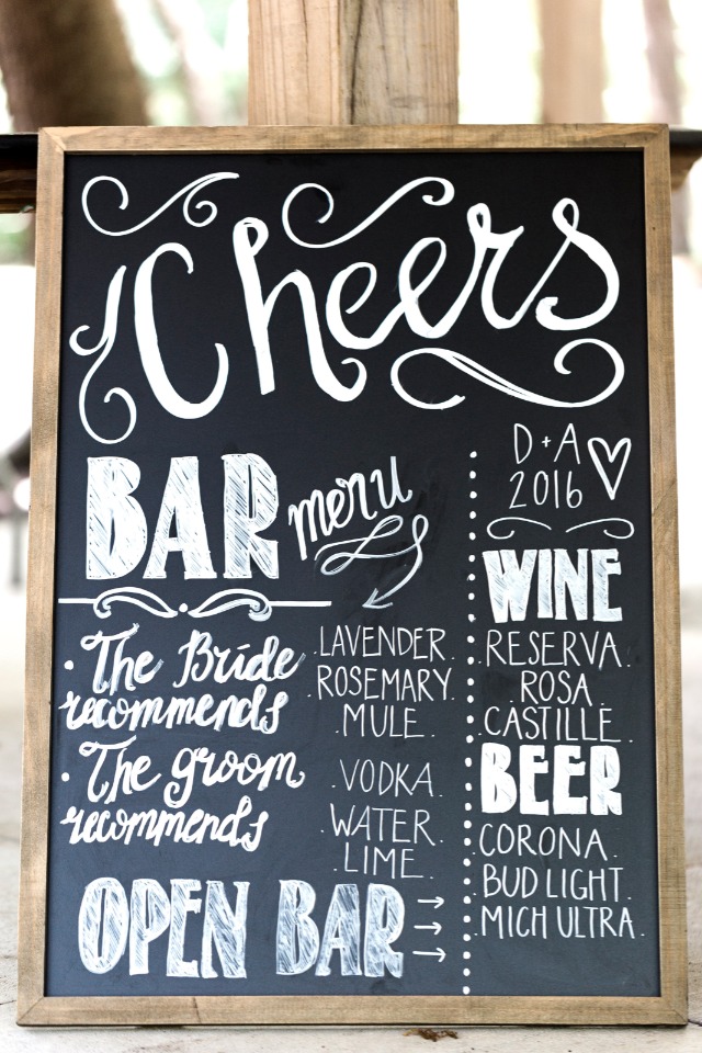 chalkboard bar sign with drink menu