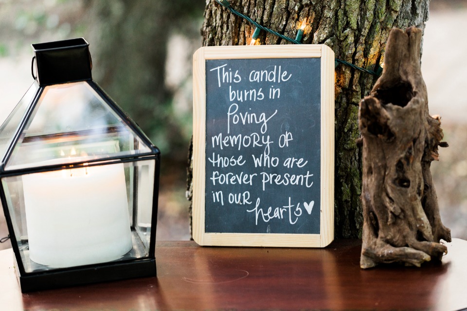 this candle burns in loving memory of those who are forever present in our hearts wedding sign