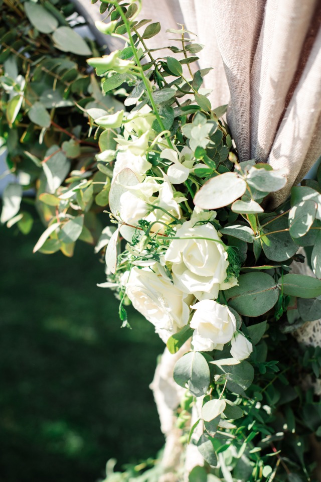 white rose and eucalyptus garland
