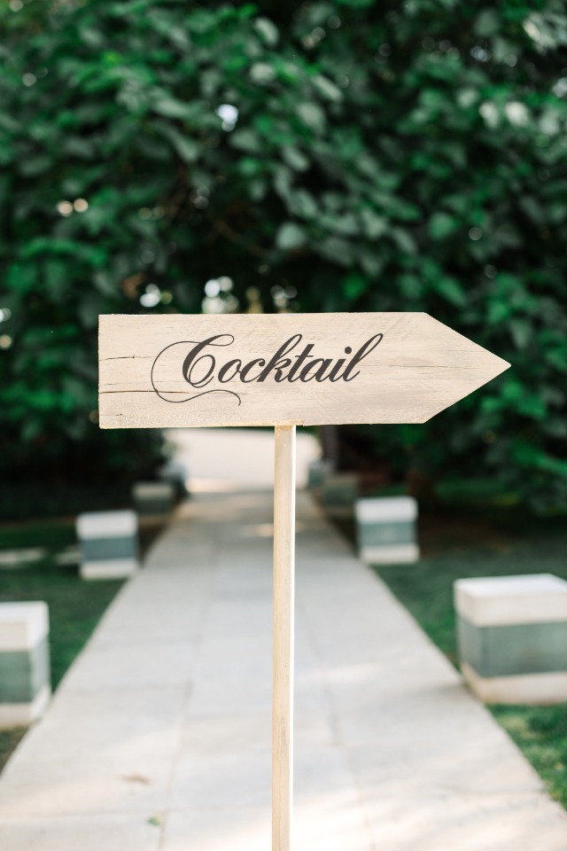 wooden cocktail wedding sign