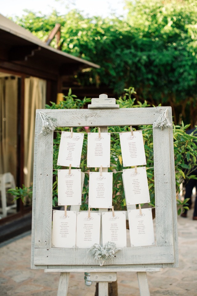 rustic framed wedding reception seating assignment display
