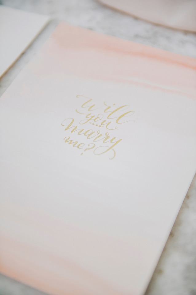 watercolor calligraphy will you marry me stationery