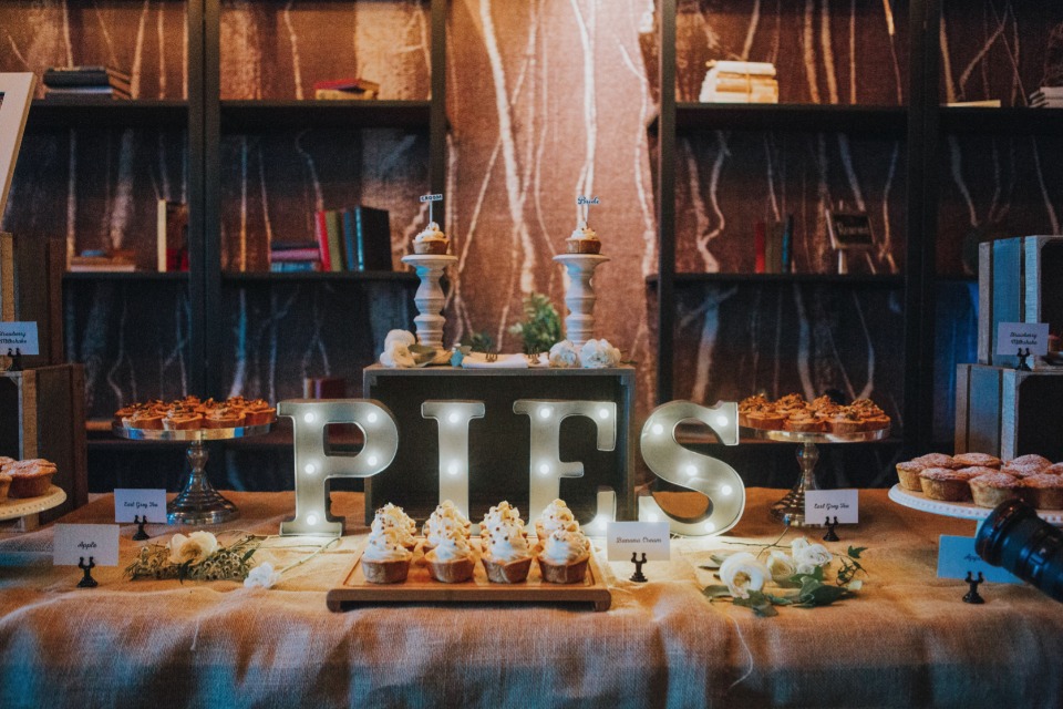 wedding mini pie dessert table
