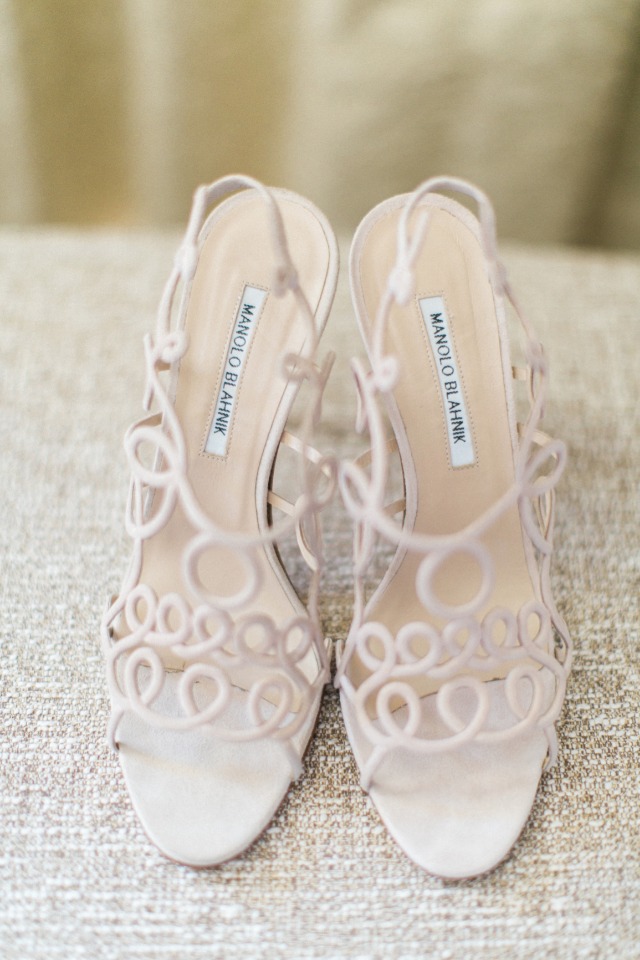 brides soft pink Manolo Blahnik wedding shoes