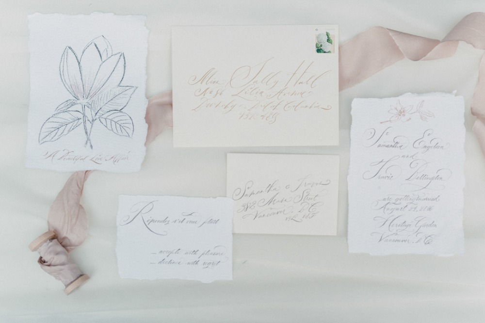 Elegant calligraphy wedding invitation suite design