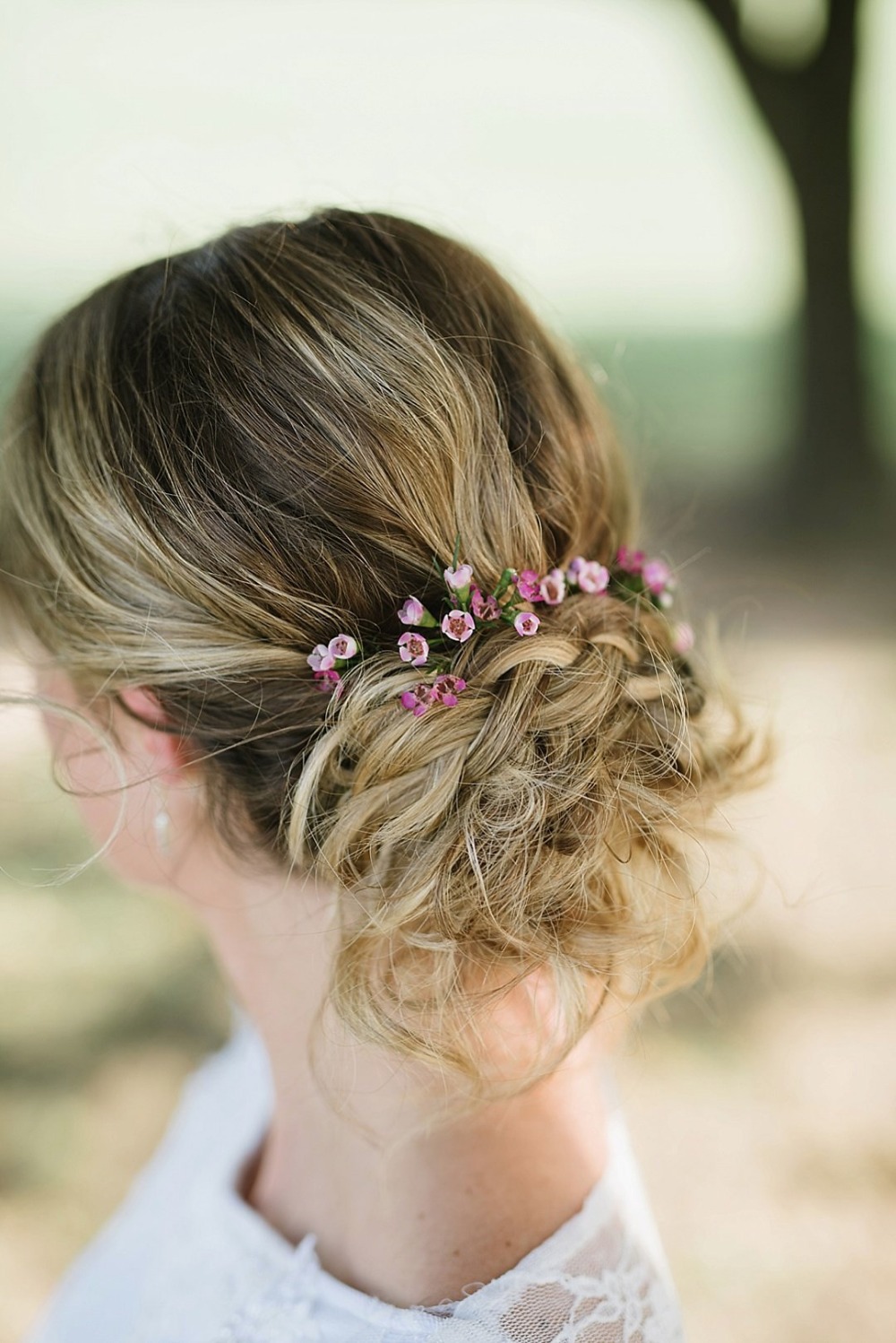Wedding updo with florals