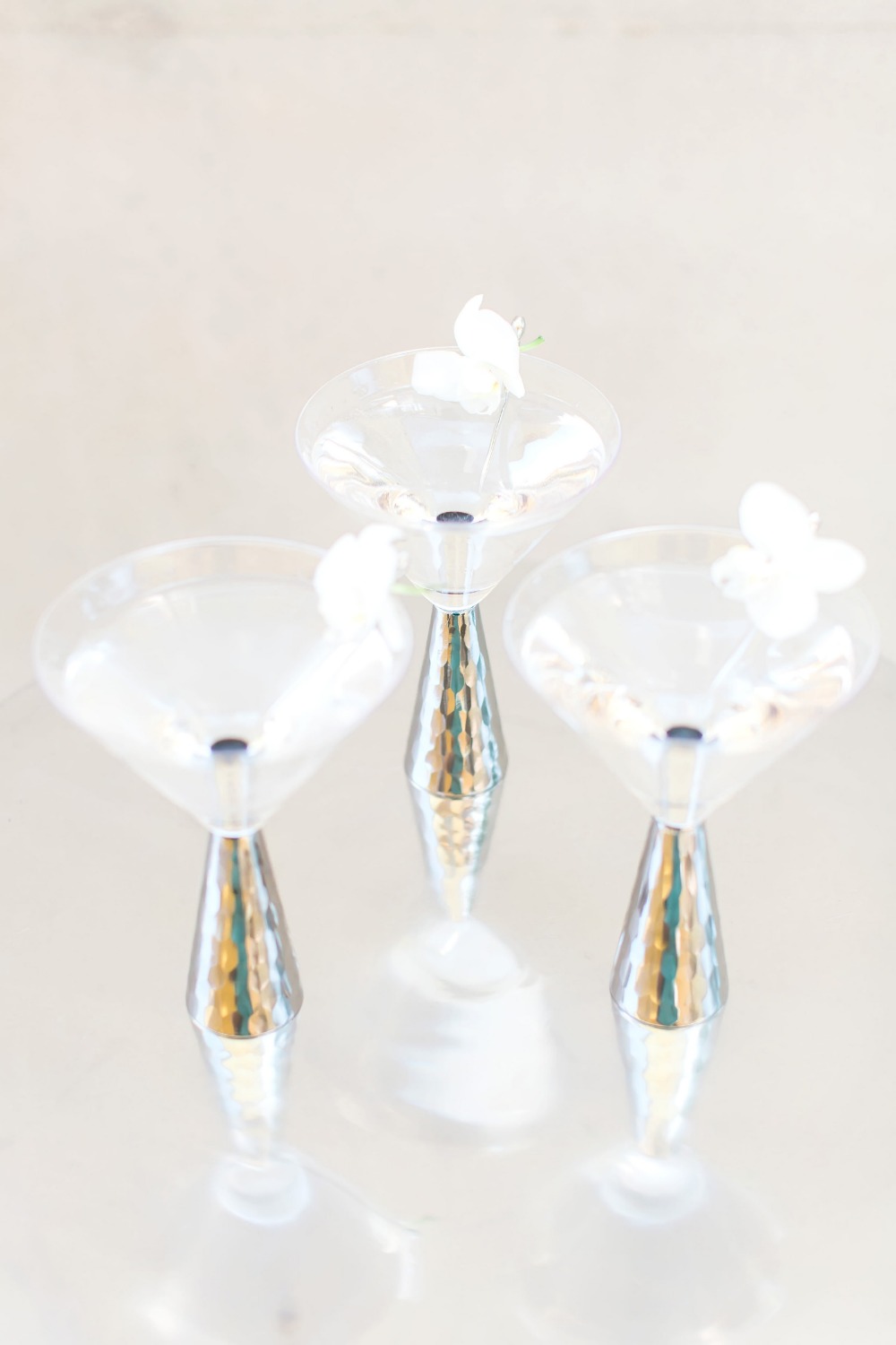 Platinum martinis with orchids