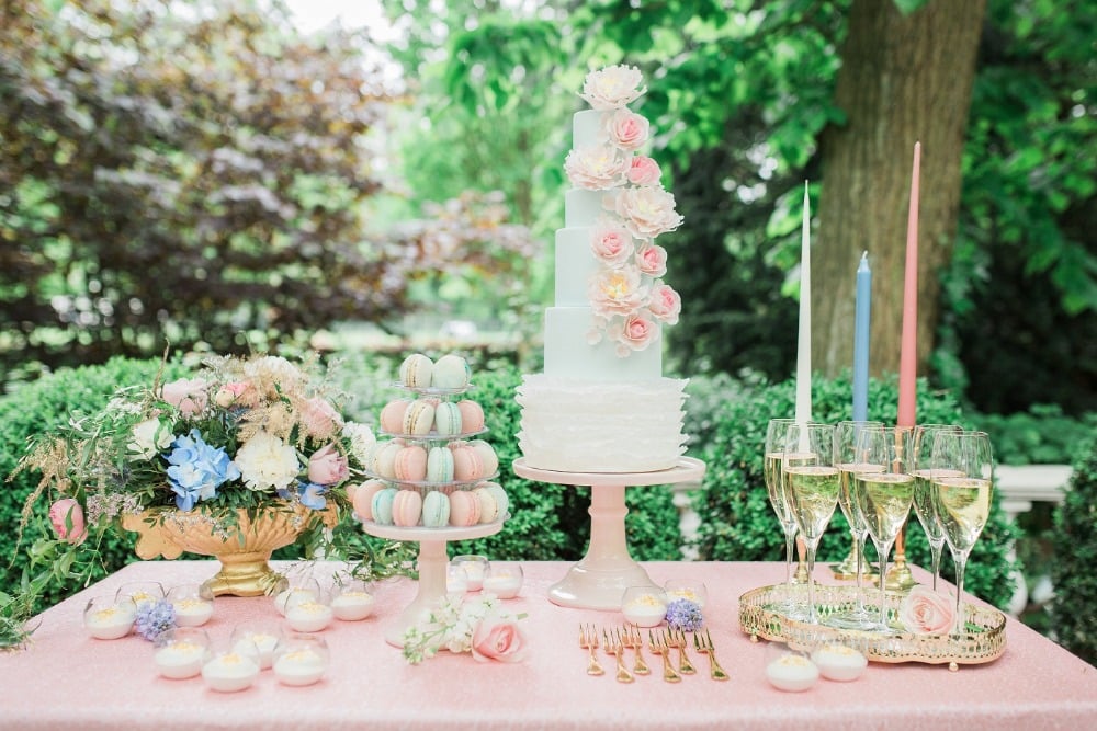 Pink and blue dessert table