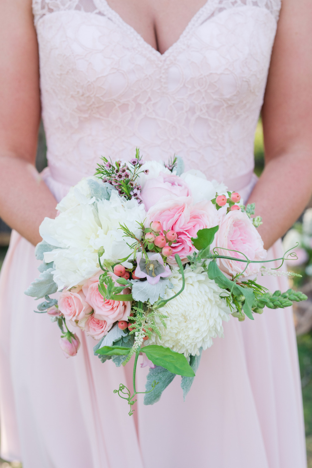 pink and white bridesmaid bouquet