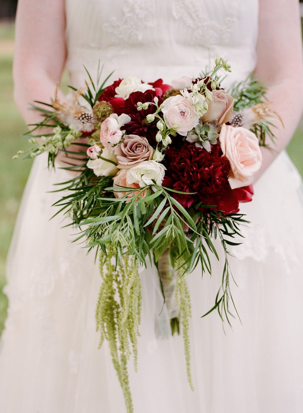 Maroon and blush wedding bouquet