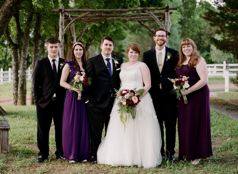 Maroon and purple wedding party