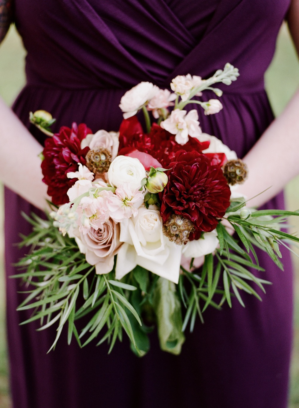Maroon and blush bouquet