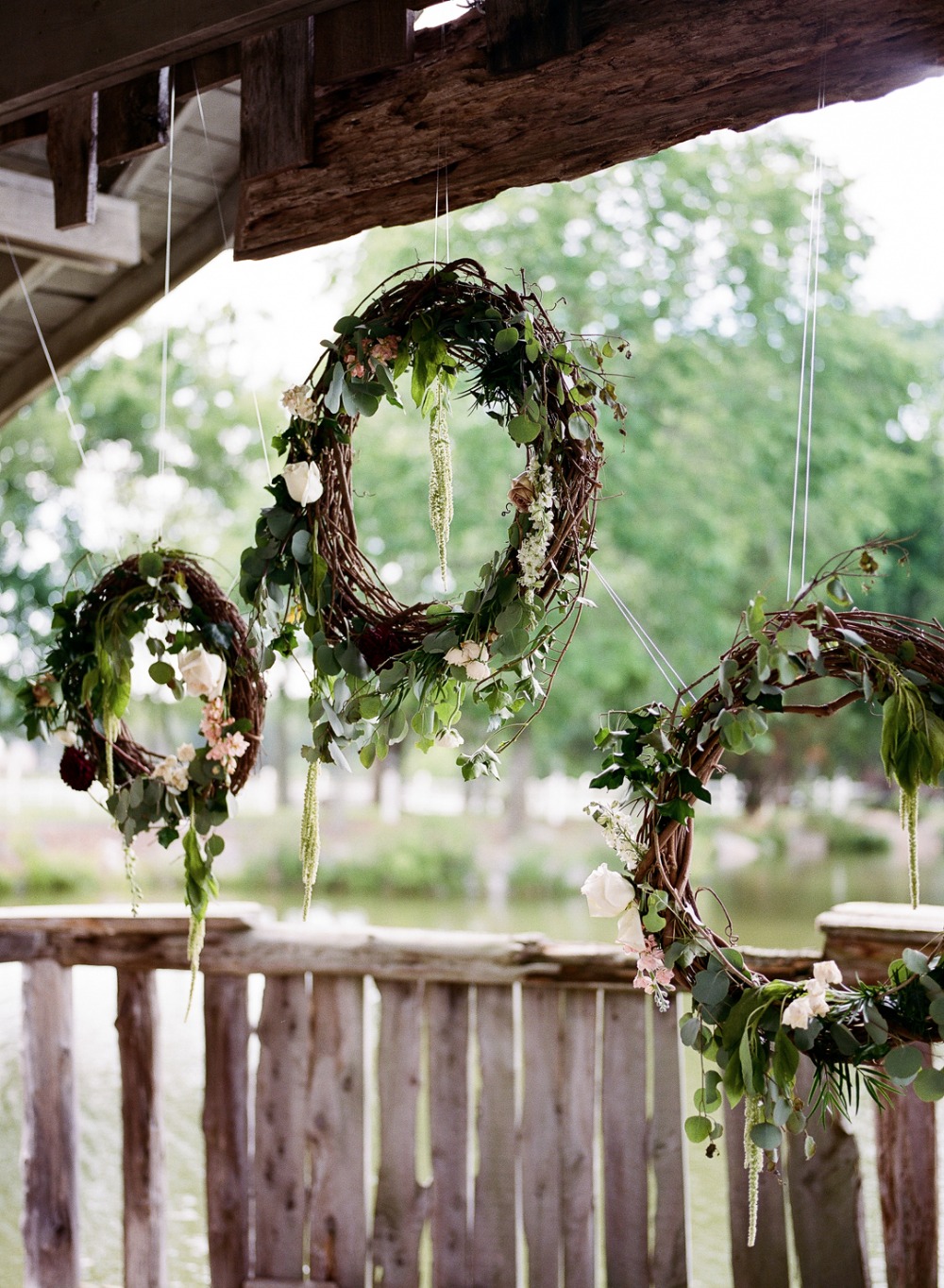 Floral wreaths ceremony backdrop