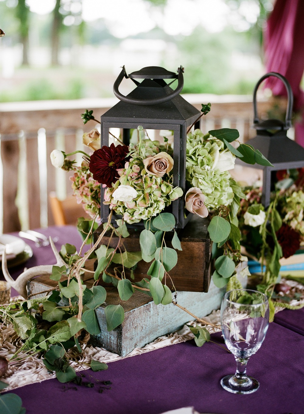Gorgeous floral and lantern centerpiece