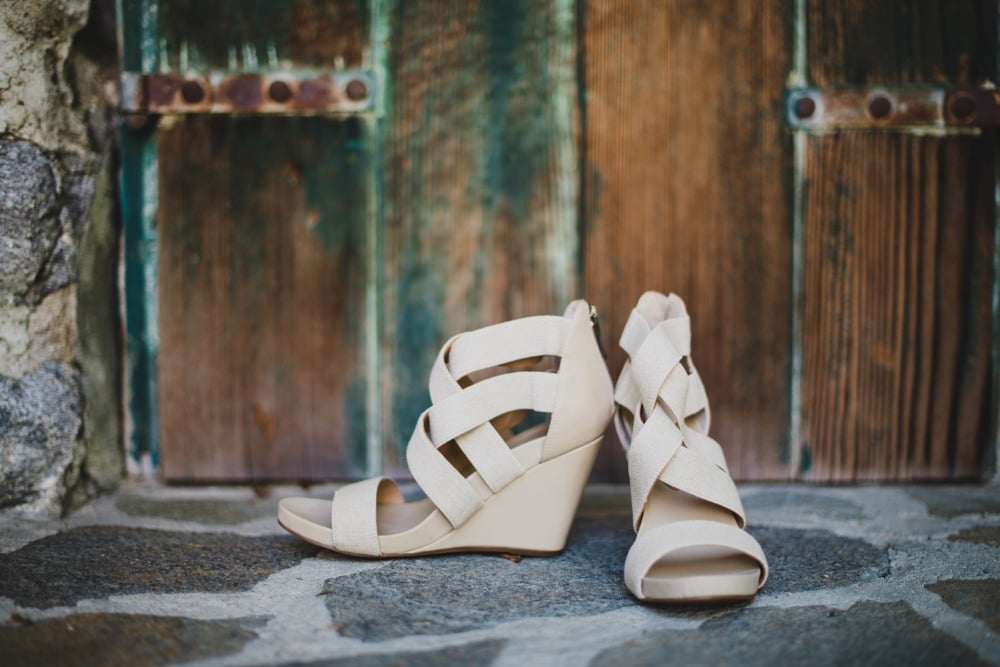 Simple strappy wedding shoes