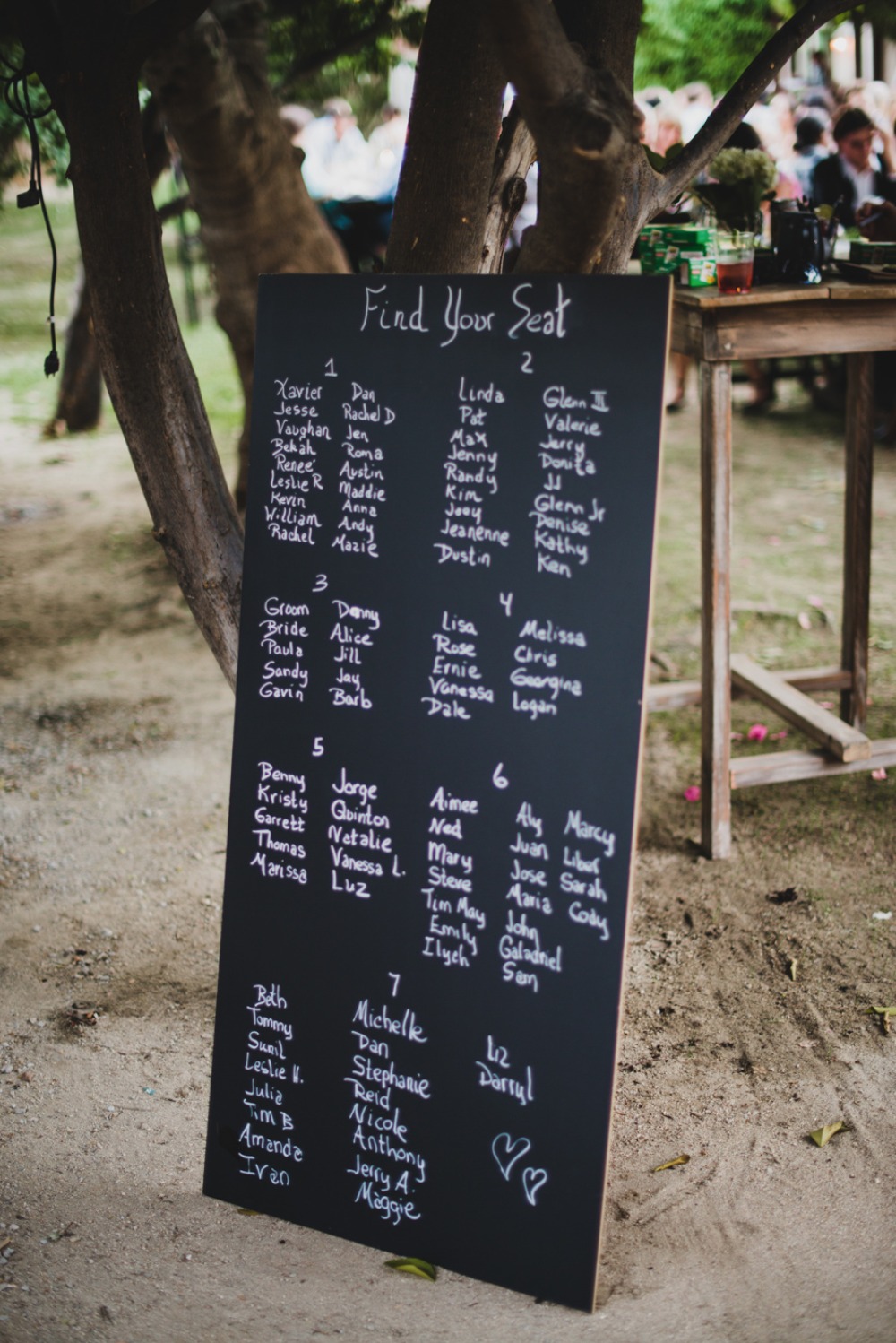 Simple chalkboard seating chart