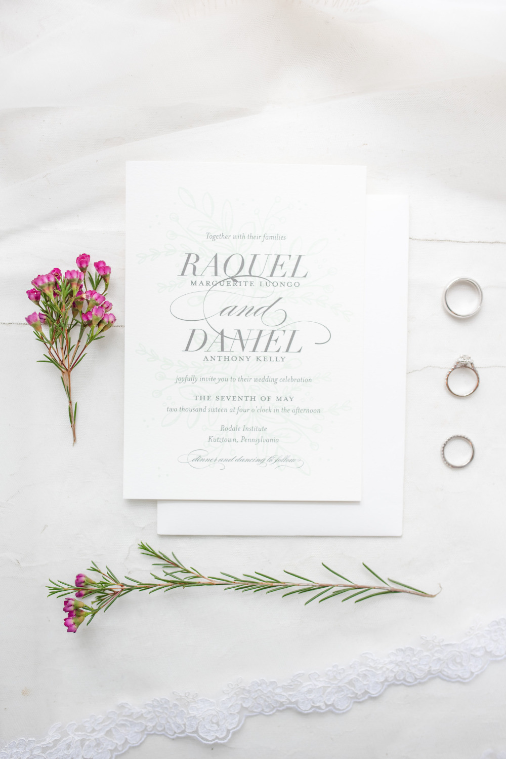white and grey wedding invitations