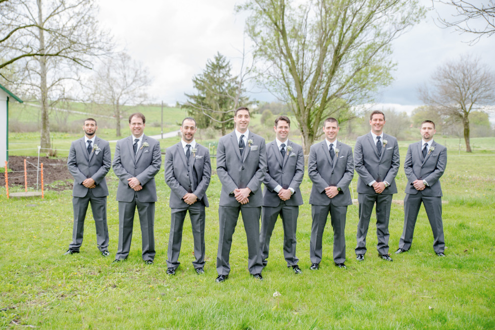 grey groomsmen suit attire