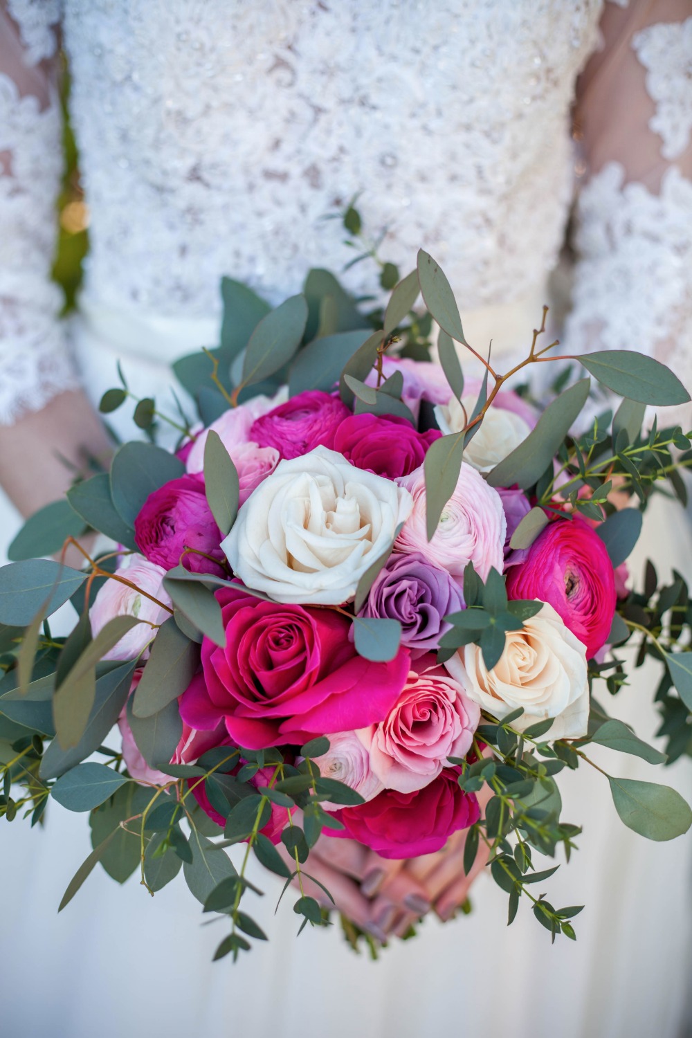 Pink and purple wedding bouquet