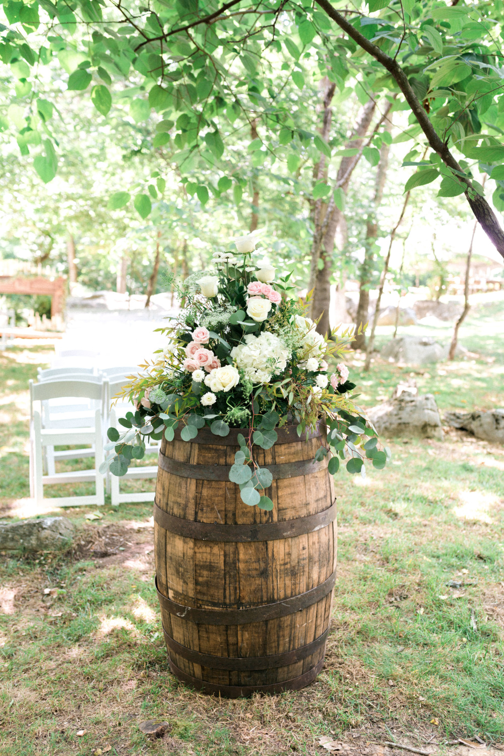 whiskey barrel floral centerpiece