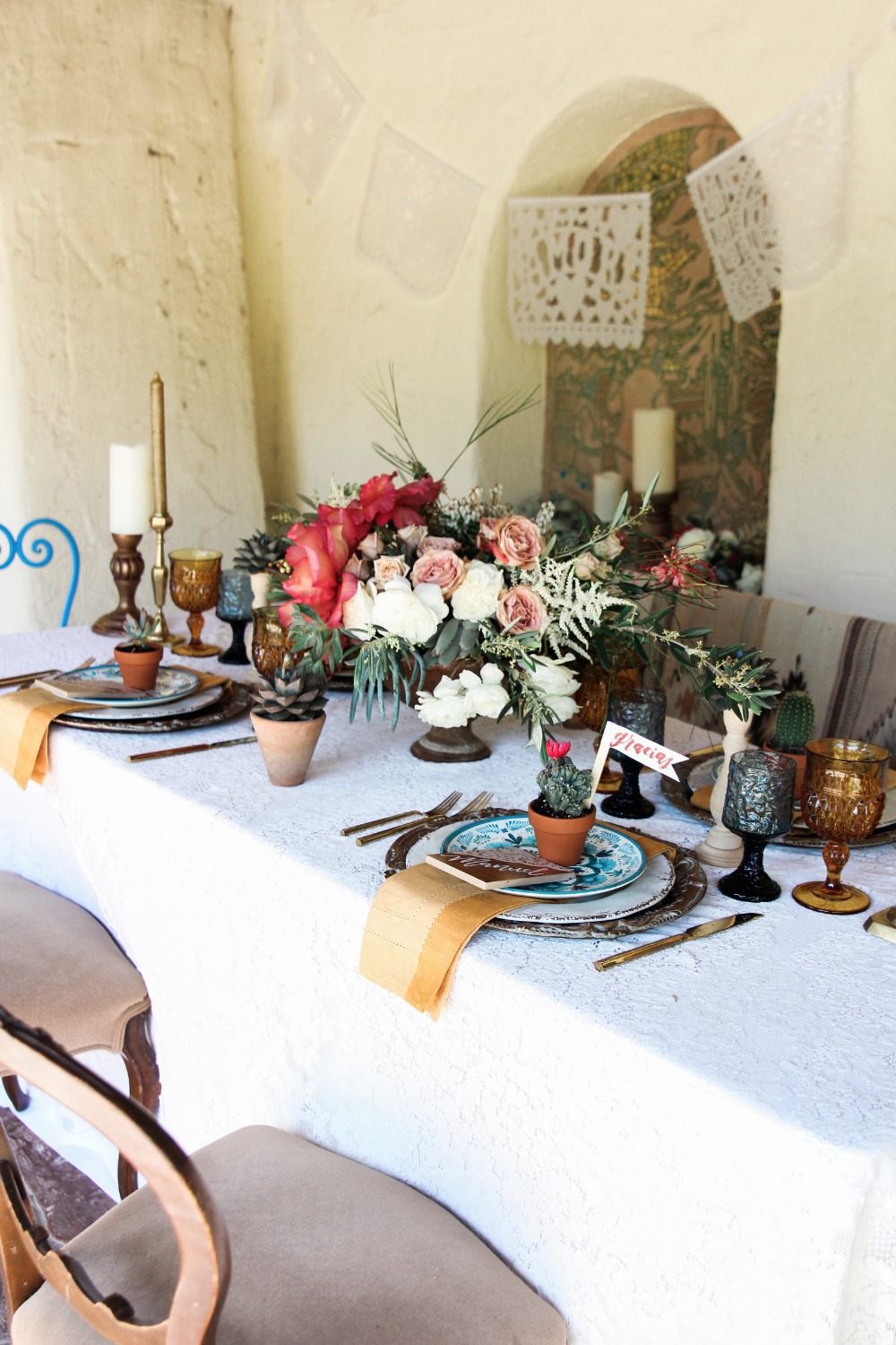 Old world Mexico inspired table decor
