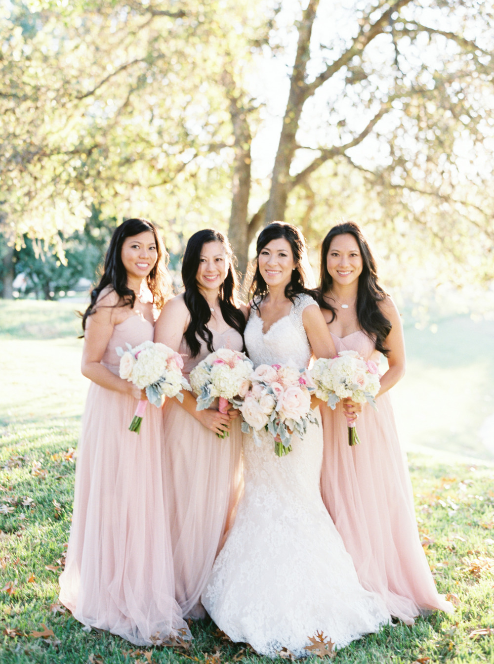 long pale pink bridesmaid dresses