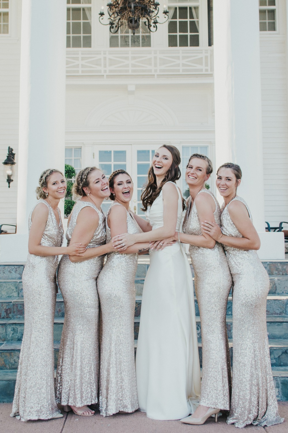 Sparkly gold bridesmaid dresses