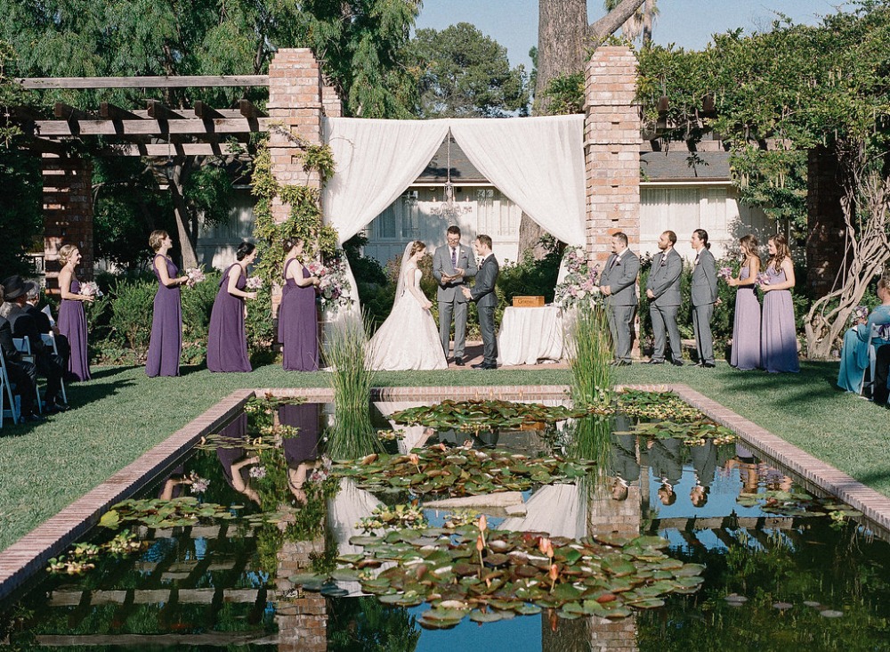Outdoor lilly pond ceremony