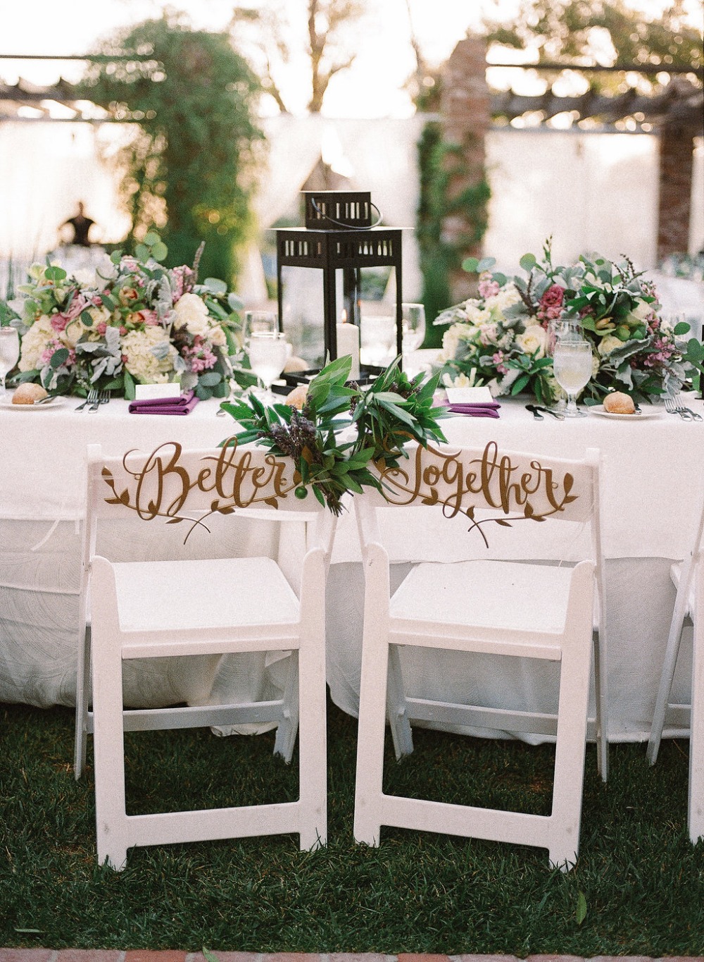 Gold calligraphy chair signs