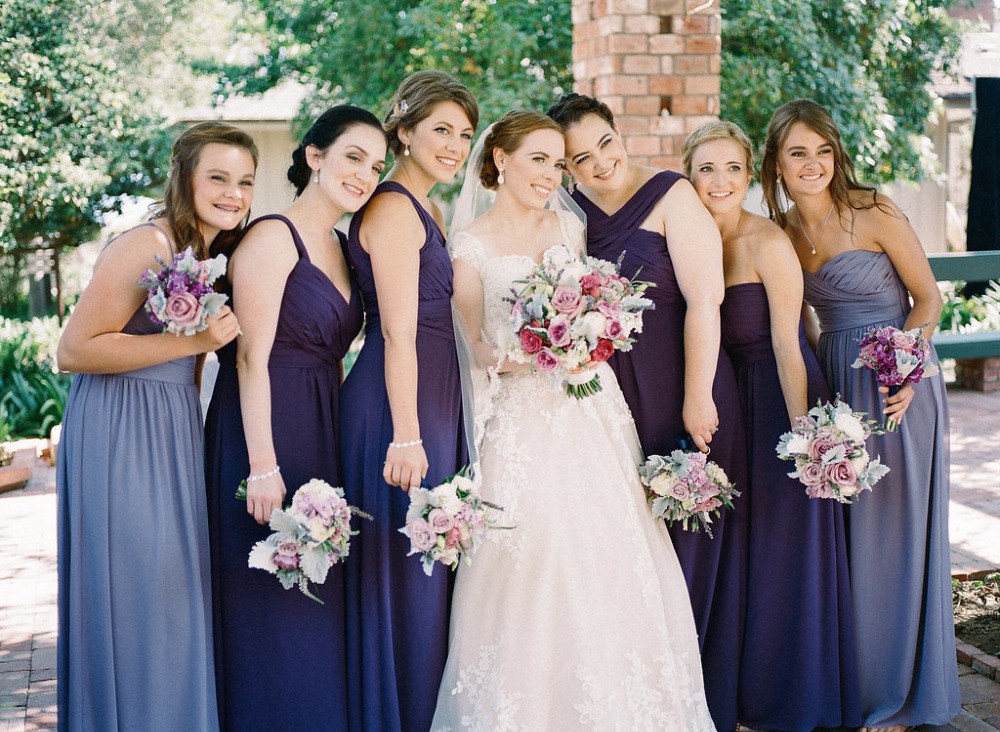 Bridesmaids in shades of purple