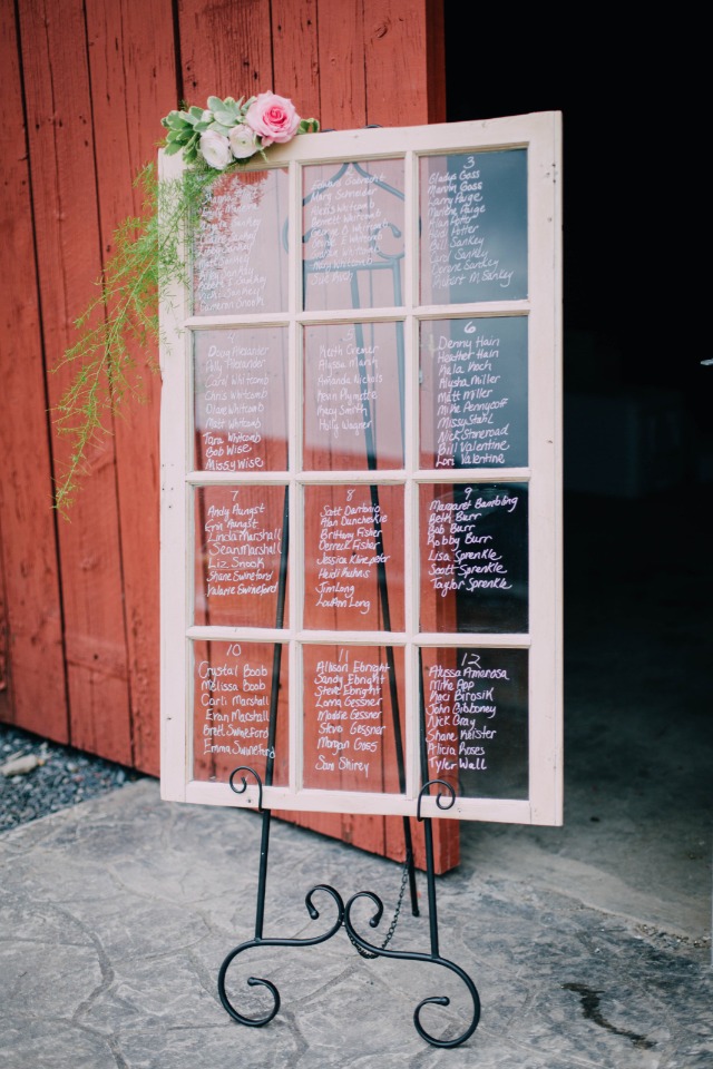 seating assignments on an old framed window