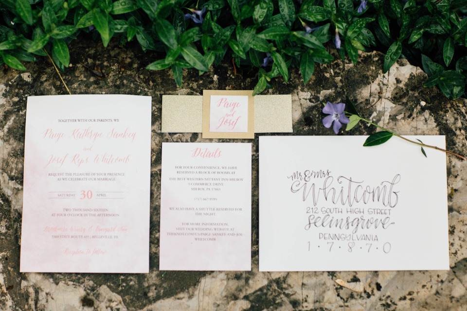 hand calligraphy style wedding invitations