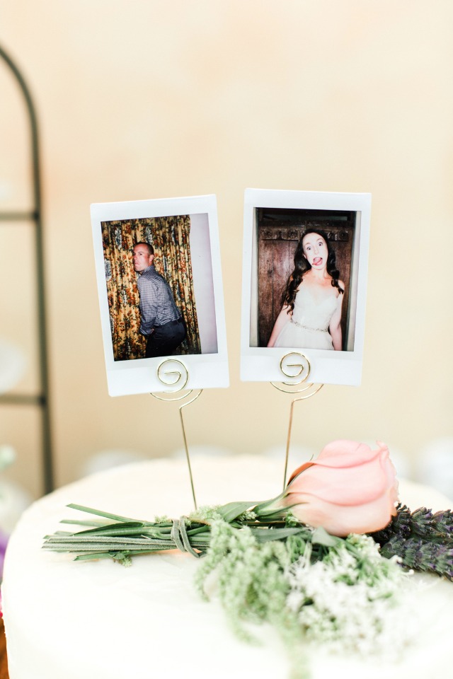 Wedding cake with funny photos of the bride and groom