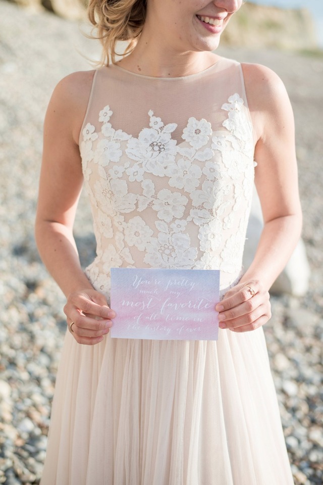 sweet calligraphy and watercolor wedding paper